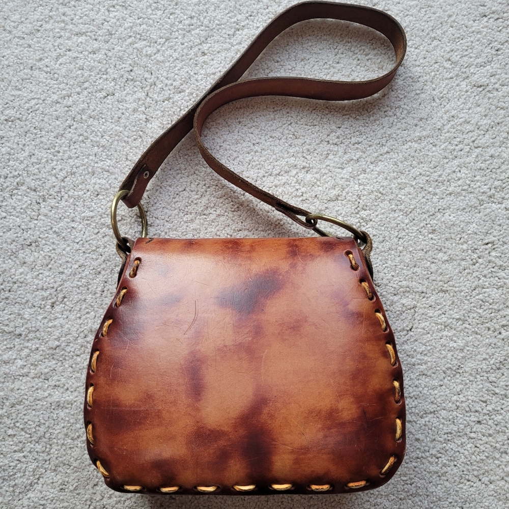 Stunning Artisan Shoulder Tooled Full Grain Genuine Leather Bag - Picture 5 of 13